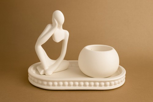 White minimalist figurine - white, with