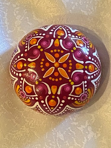 Pink orange mandala - pink, stone