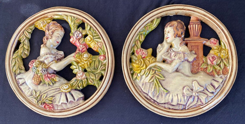 Vintage chalkware plaster set - vintage,